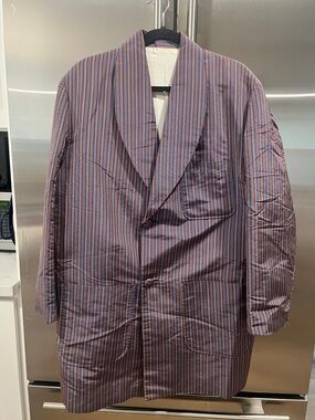 Men's Striped Lightweight duster  Jacket in Purple and Blue name embroidered
